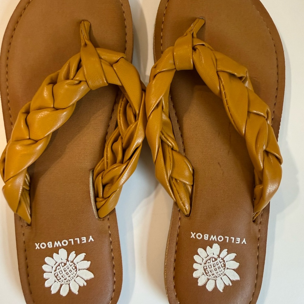 Yellow Box Women's Braided Sandals - Mustard and Brown
